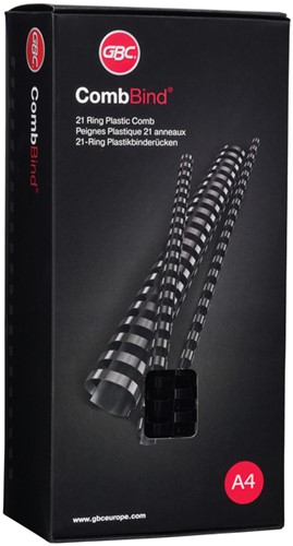Bindrug GBC 12mm 21rings A4 zwart 100 Stuk