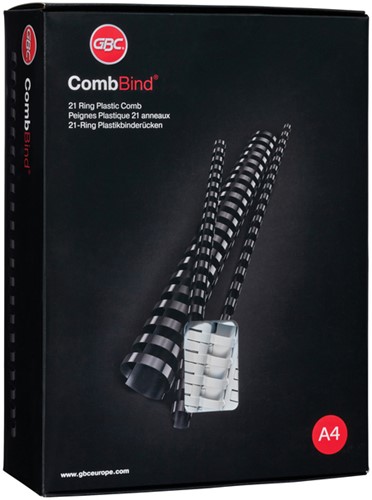 Bindrug GBC 16mm 21rings A4 zwart 100 Stuk