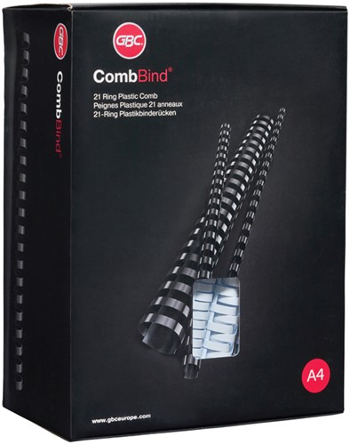 Bindrug GBC 19mm 21rings A4 wit 100 Stuk