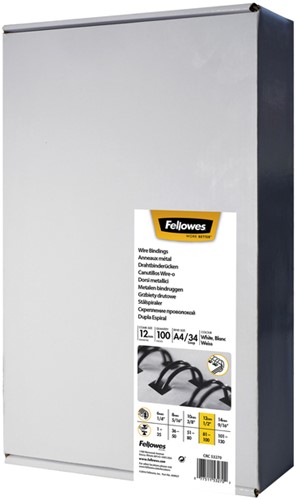 Draadrug Fellowes 12mm 34rings A4 zilver 100 Stuk