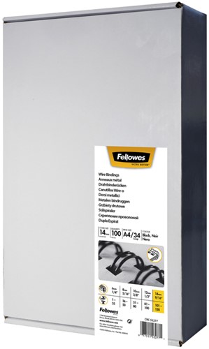 Draadrug Fellowes 14mm 34rings A4 wit 100 Stuk