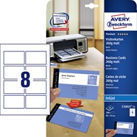 Visitekaart Avery C32015-25 85x54mm mat 200stuks 25 Vel