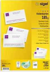 Visitekaart Sigel 85x55mm blanco 185gr wit 15 Vel