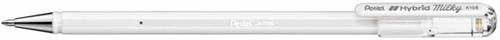 Gelschrijver Pentel K108-P F pastel wit 1 Stuk