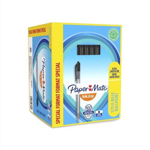 Balpen Papermate Inkjoy 100RT valuepack M zwart 100 Stuk