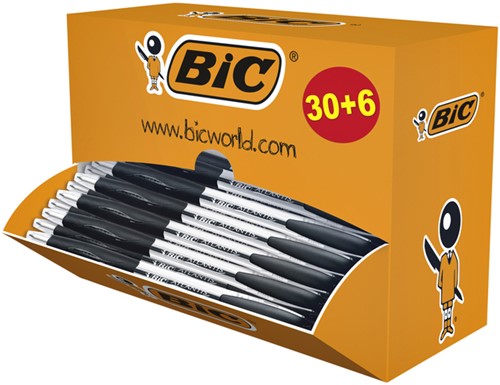Balpen Bic Atlantis classic grip clic M zwart 36 Stuk