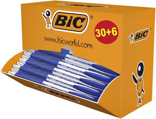 Balpen Bic Atlantis classic grip clic M blauw 36 Stuk