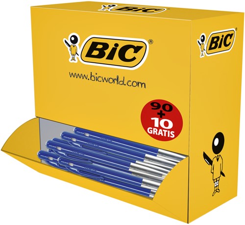 Balpen Bic M10 M 90+10 gratis blauw 100 Stuk