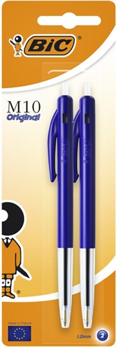 Balpen Bic M10 M blauw 2 Stuk
