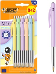 Balpen Bic M10 M pastel assorti 10 Stuk