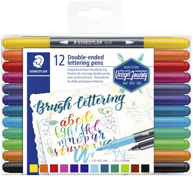 Brushpen Staedtler 3004 lettering duo 0.5-6mm ass 12 Stuk