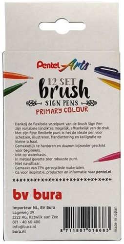 Brushpen Pentel SES15C Sign standaardkl ass 12 Stuk-1