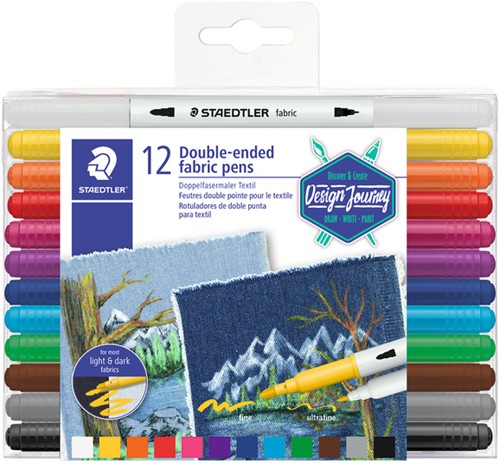 Viltstift Staedtler 3190 textiel duo ass 12 Stuk