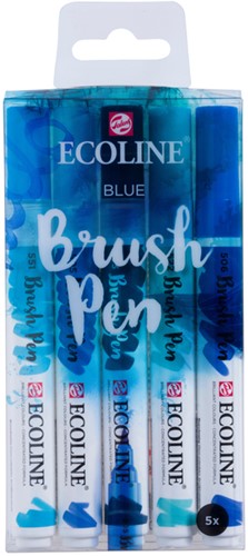 Brushpen Talens Ecoline set 5 stuks blauw 5 Stuk-3