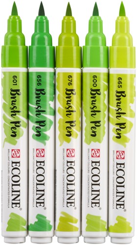 Brushpen Talens Ecoline set 5 stuks groen 5 Stuk-2