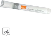 Viltstift Nobo glasbord wit 4 Stuk-4