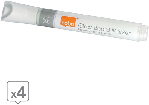 Viltstift Nobo glasbord wit 4 Stuk-4