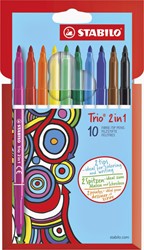 Viltstift STABILO Trio 2 in 1 223/10 10st assorti 10 Stuk