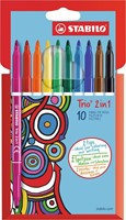 Viltstift STABILO Trio 2 in 1 223/10 10st assorti 10 Stuk