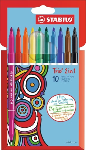 Viltstift STABILO Trio 2 in 1 223/10 10st assorti 10 Stuk
