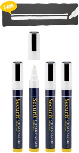 Krijtstift Securit SMA-510 schuin 2-6mm wit 4 Stuk-3
