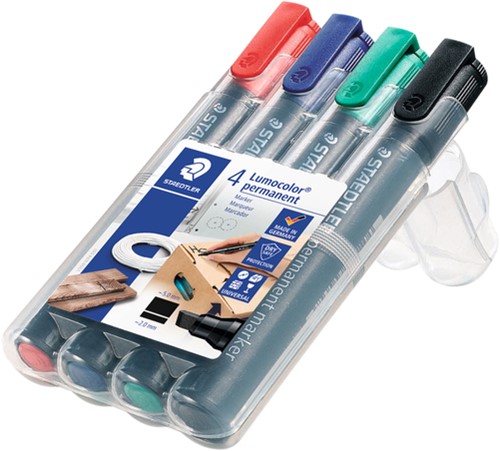Viltstift Staedtler Lumocolor 350 schuin 2-5mm ass 4 Stuk-2