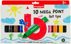 Viltstift Bruynzeel Kids Mega Point 10 kleuren 10 Stuk