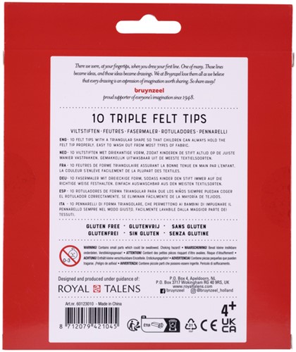 Viltstift Bruynzeel Kids Triple set 10 kleuren 10 Stuk-3