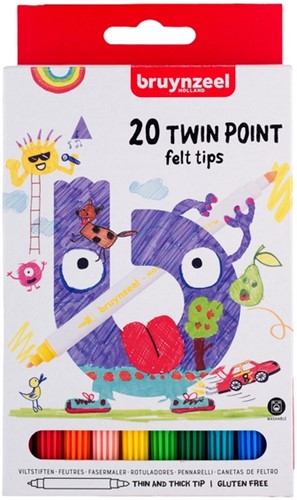 Viltstift Bruynzeel Kids Twin Point 20st ass 20 Stuk