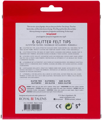 Viltstift Bruynzeel Kids Glitter 6 kleuren 6 Stuk-3