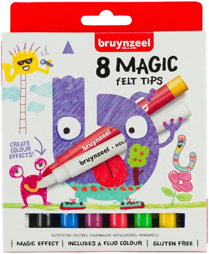 Viltstift Bruynzeel Kids Magic set 8 kleuren 8 Stuk