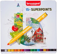 Viltstift Bruynzeel Superpoints blik 15 kleuren 15 Stuk