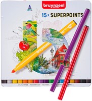 Viltstift Bruynzeel Superpoints blik 15 kleuren 15 Stuk-2
