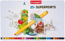 Viltstift Bruynzeel Superpoints blik 25 kleuren 25 Stuk