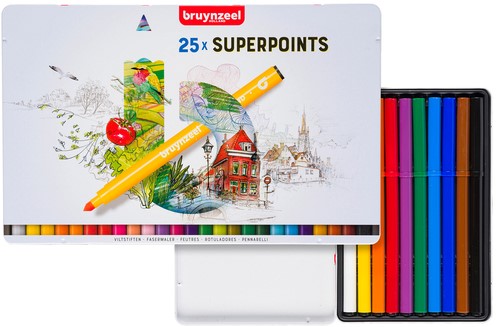 Viltstift Bruynzeel Super Points 25 kleuren 25 Stuk-2