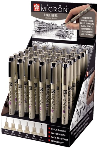 Fineliner Sakura Pigma Micron assorti zwart 1 Stuk