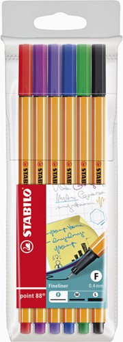 Fineliner STABILO point 88/6 F ass 6st 6 Stuk