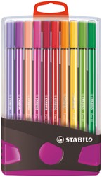 Viltstift STABILO Pen 68/20 antrac/roze etui 20st 20 Stuk