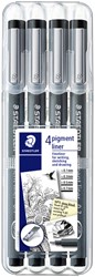 Fineliner Staedtler pigment 308 0.1-0.7mm zwart 4 Stuk