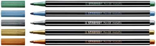 Viltstift STABILO Pen 68/841 M metallic blauw 1 Stuk-2