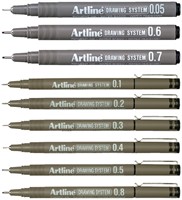 Fineliner Artline technisch 0.1-0.3-0.5-0.7mm zw 4 Stuk-2