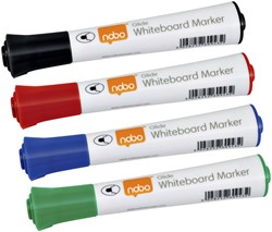 Whiteboardmarker Nobo glide rond 3mm ass 4 Stuk
