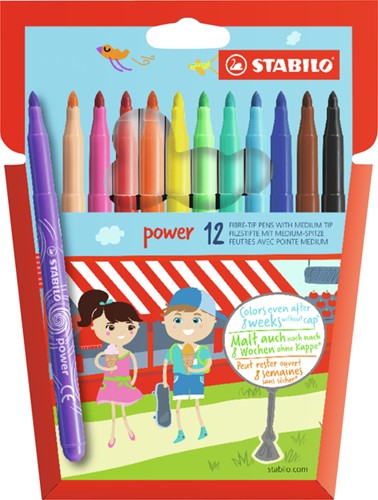 Viltstift STABILO power 280/12 12st assorti 12 Stuk