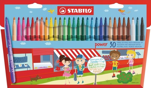 Viltstift STABILO power 280/30 30st assorti 30 Stuk