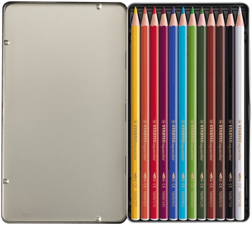 Kleurpotlood STABILO 1612 aquacolor blik 12st ass 12 Stuk-2