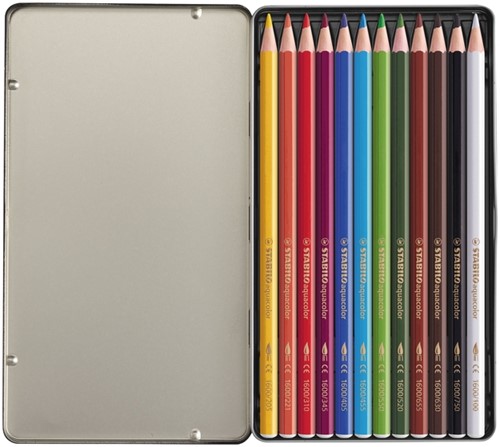 Kleurpotlood STABILO 1612 aquacolor blik 12st ass 12 Stuk-3