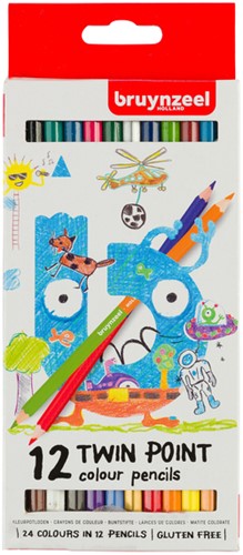 Kleurpotood Bruynzeel Kids Twin Point 12st ass 12 Stuk