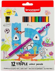 Kleurpotlood Bruynzeel Kids Triple set 12 kleuren 12 Stuk