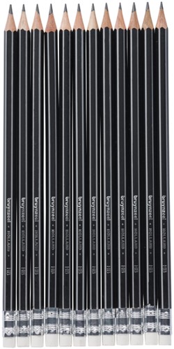 Potlood Bruynzeel 6021 Burotek HB met gum 12st 12 Stuk-2