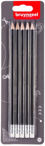 Potlood Bruynzeel Teens HB met gum 5 stuks 5 Stuk